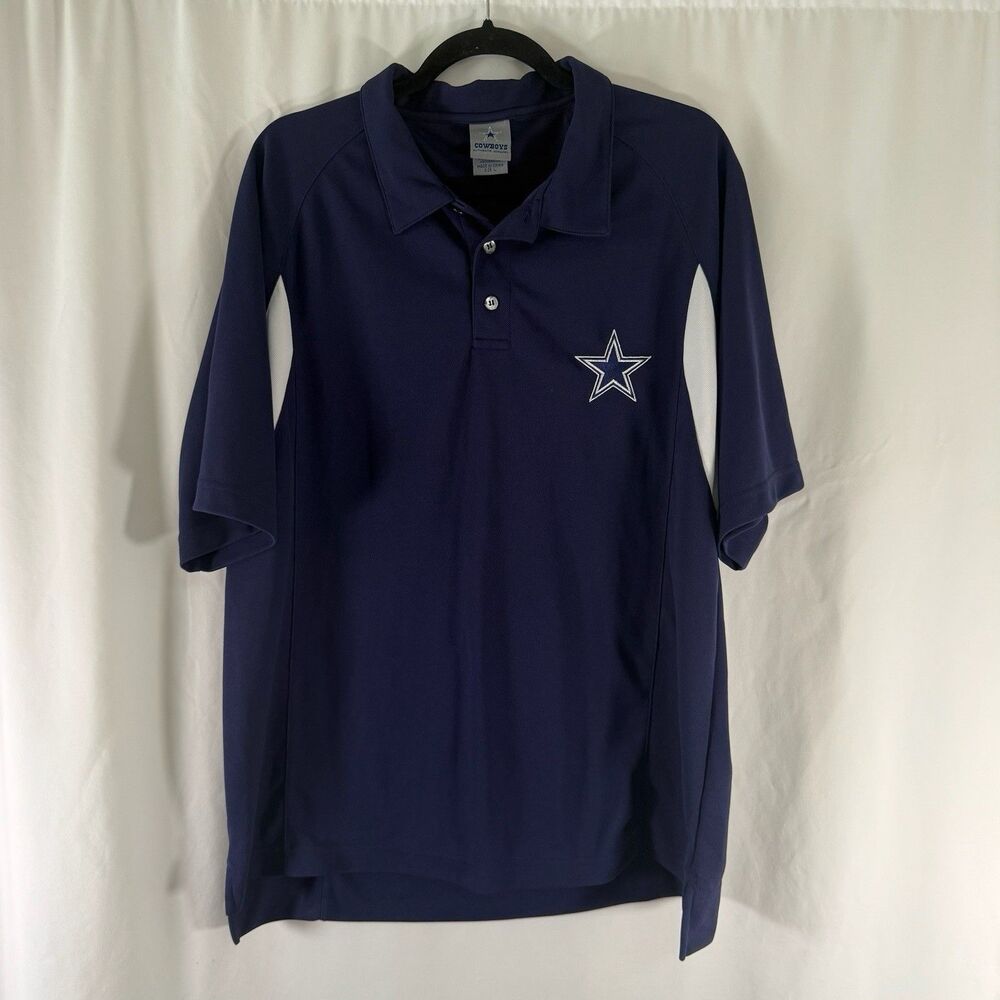 Dallas Cowboys Polo Shirt Men's Large Blue Short Sleeve Collared Authentic